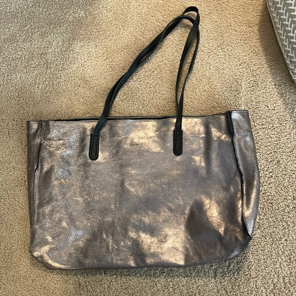 LATICO 100% Leather Large Metallic Distressed Bag